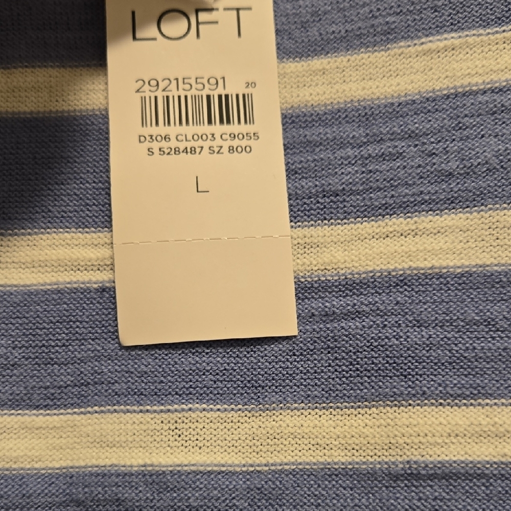 Loft Blue and White Striped Womens SWEATER - Picture 2 of 2